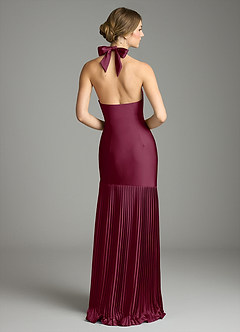 Azazie Nayeli Final Sale Mulberry A-Line Pleated Stretch Satin Dress image2