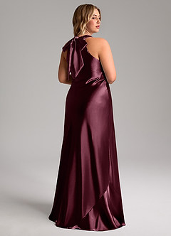 Azazie Doretta Vestidos de damas de honor Vestido de Cabernet de Satén Metálico de Corte Sirena con Lazo image9