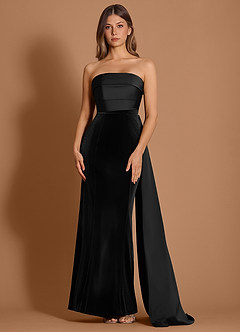 knee length dresses for ladies Denisa Black Color Blocked Satin Maxi Dress, L / Black