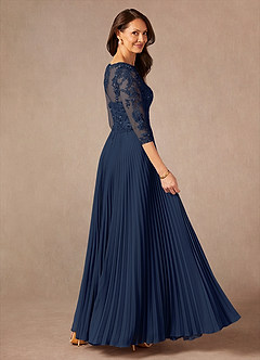 Azazie Corinne vestidos de madre de la novia Vestido de Azul Marino Oscuro de Gasa de Corte En A con Lentejuela image2