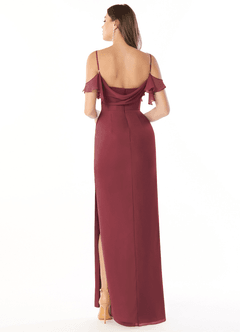 Azazie Emeralda Jurken voor bruidsmeisjes Jurk van Chiffon met Kolom Off the Shoulder Merlot image2
