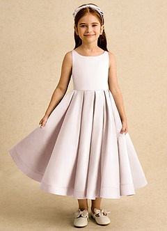 Azazie Babs Flower Girl Dresses Rose Petal Ball-Gown Pleated Matte Satin Dress image2