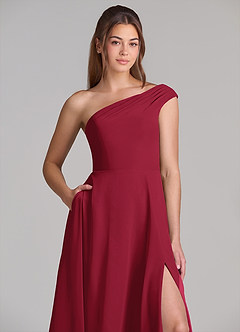 Azazie Melanie Bridesmaid Dresses Burgundy A-Line Off the Shoulder Chiffon Dress image5
