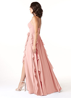 Azazie Peyton Robes de demoiselle d'honneur Robe Trapèze en Mousseline de soie Rayé Rosette image4