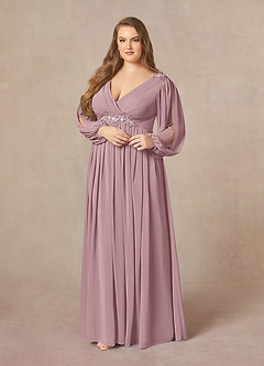 Azazie Gypsy Abiti per la Madre della Sposa Abito A-Line in Chiffon con Scollo a V e Paillettes Rosa Polverosa image10