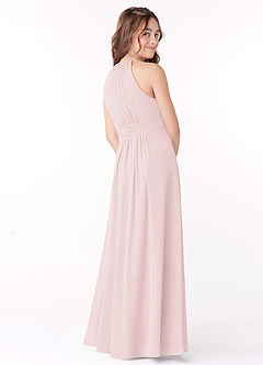 Azazie Bonnie Junior A-Linie Plissee Chiffon Kleid Zartrosa image3