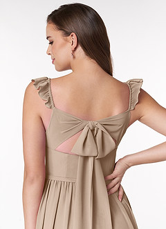 Azazie Metz Brautjungfernkleider A-Linie Herzchen Gerüscht Chiffon Kleid Taupe image6