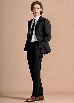 front Carter Sort Jakkesæt i bomulds- og hørblanding