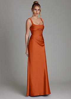 Azazie Agustina Bridesmaid Dresses Burnt Orange Mermaid Corset Stretch Satin Dress image4