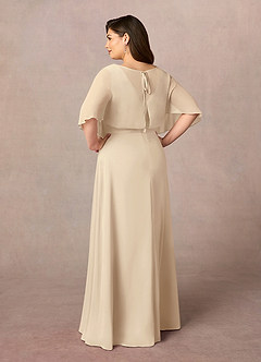 Azazie Oksana Mother of the Bride Dresses Champagne A-Line V-Neck Pleated Chiffon Dress image9
