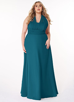 Azazie Fifi Bridesmaid Dresses Ink Blue A-Line Strapless Chiffon Convertible Dress image12