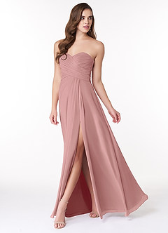 Azazie Arabella Allure Robes de demoiselle d'honneur Robe Trapèze Convertible en Mousseline de soie Encolure en Forme de Cœur Rose Poussiéreuse image3