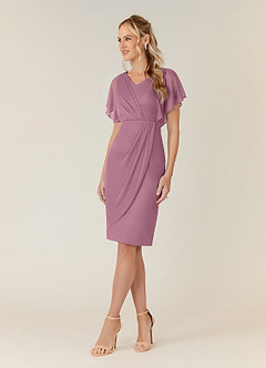 Azazie Waverly Mother of the Bride Dresses Vintage Mauve Sheath Pleated Mesh Dress image3