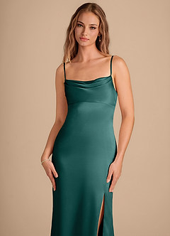 Azazie Camila Vestidos de damas de honor Vestido de Pino de Satén Metálico de Corte Recto con Escote de Corazón image2