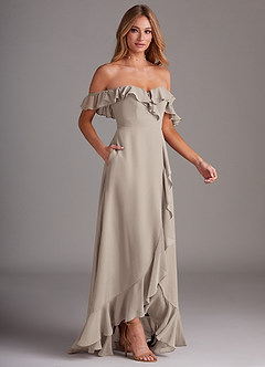Azazie Lyra Bridesmaid Dresses Frost A-Line Chiffon Convertible Dress image6