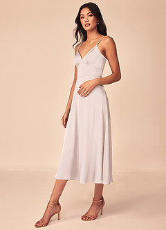 Azazie Dottie Bridesmaid Dresses Blushing Pink A-Line Stretch Satin Dress image4