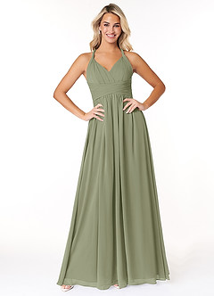 Azazie Ashia Bridesmaid Dresses Pistachio A-Line Pleated Chiffon Dress image1