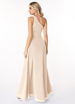 Azazie Dallas Bridesmaid Dresses White Alabaster A-Line One Shoulder Chiffon Dress image2