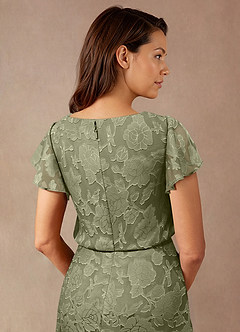 Azazie Lehi Mère de la mariée Robes Robe Trapèze en Blumen-Burnout Col bateau Pistache image7