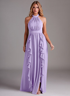Azazie Avary Bridesmaid Dresses Lilac A-Line Pleated Chiffon Dress image3