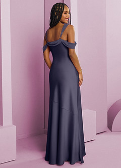 Barbie ♥ Azazie Bridesmaid Dresses Stormy Sheath Pleated Stretch Satin Dress image2