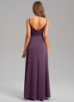 Azazie Talina Bridesmaid Dresses Plum A-Line Stretch Satin Dress image2