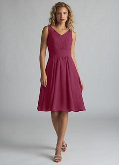 Azazie Grace Bridesmaid Dresses Mulberry A-Line Pleated Chiffon Dress image1