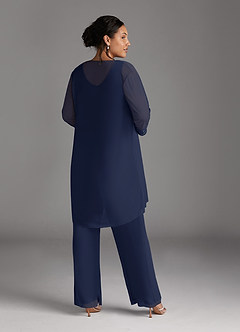Azazie Frances Mère de la mariée Robes Robe Combinaison/Tailleur Pantalon en Maille Découpé Bleu Marine Foncé image12