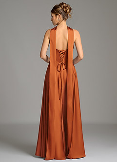 Azazie Ayla Bridesmaid Dresses Cinnamon A-Line Corset Stretch Satin Dress image7