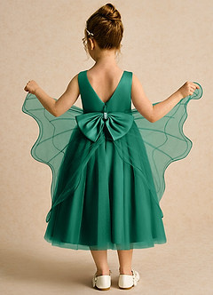Azazie Pear Flower Girl Dresses Emerald Ball-Gown Bow Tulle Dress image3