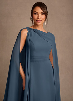 Azazie Liddie Abiti per la Madre della Sposa Abito A-Line in Chiffon Plissettato Blu Nettuno image6