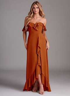 Azazie Lyra Bridesmaid Dresses Paprika A-Line Chiffon Convertible Dress image1
