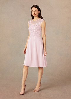 Azazie Klaus Mother of the Bride Dresses Blushing Pink A-Line Scoop Sequins Chiffon Dress image4