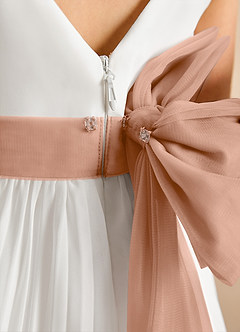 Azazie Margot Flower Girl Dresses Ivory Champagne Rose A-Line Pleated Chiffon Dress image9