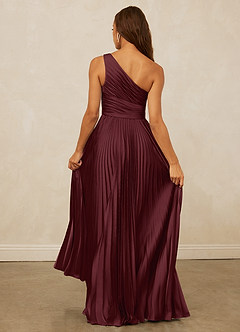 Christian Siriano Bridal for Azazie 1008 Bridesmaid Dresses Cabernet A-Line One Shoulder Stretch Satin Dress image7