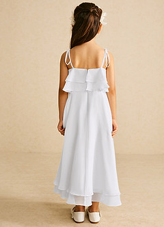 Azazie Temi Flower Girl Dresses White A-Line Spaghetti Strap Chiffon Dress image5