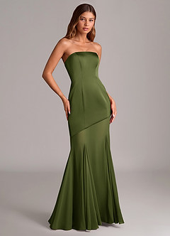 Azazie Uma Bridesmaid Dresses Olive Mermaid Strapless Chiffon Convertible Dress image3