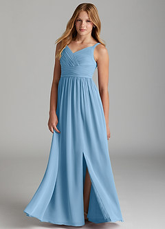 Azazie Chanel Junior Blushing Pink A-Line Sweetheart Neckline Chiffon Dress image3