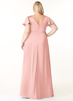 Azazie Soren Brautjungfernkleider A-Linie Plissee Stretch-Satin Kleid Puderrosa image9
