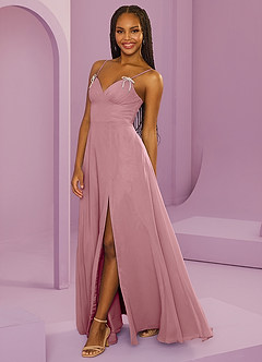 Barbie ♥ Azazie Bridesmaid Dresses Dusty Rose A-Line with Pockets Chiffon Dress image3