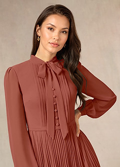 Azazie Adellah Mother of the Bride Dresses Auburn A-Line Pleated Chiffon Dress image5