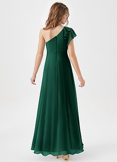 Azazie Arabella Junior Robe Trapèze en Mousseline de soie Rayé émeraude image6