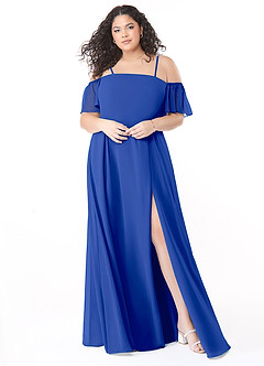 Azazie Sue Bridesmaid Dresses Royal Blue A-Line Off the Shoulder Chiffon Convertible Dress image6
