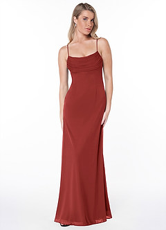 Azazie Chantal Final Sale Fuchsia A-Line Pleated Mesh Dress image1