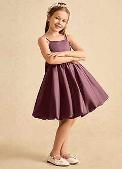 Azazie Davine vestidos de niña de las flores Vestido de Sangrado de Satin Mate de Corte En A con Tirante Espagueti image6