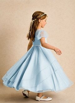 Azazie Duckie Flower Girl Dresses Sky Blue Ball-Gown Pleated Tulle Dress image2