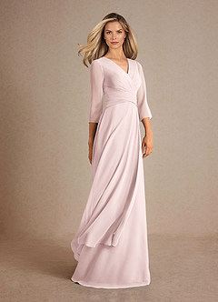 Azazie Mayfield Mother of the Bride Dresses Blushing Pink A-Line Pleated Chiffon Dress image2