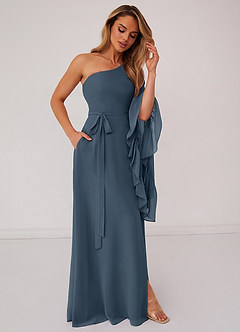 Barbie ♥ Azazie Bridesmaid Dresses Neptune A-Line Long Sleeve Chiffon Dress image4