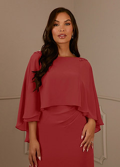 Azazie Mirra Mother of the Bride Dresses Rust Sheath Scoop Pleated Chiffon Dress image5