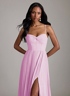 Azazie Akiko Bridesmaid Dresses Candy Pink A-Line Sweetheart Neckline Chiffon Dress image2